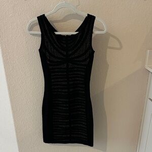 Herve Leger Black Textured Bandage Mini Dress